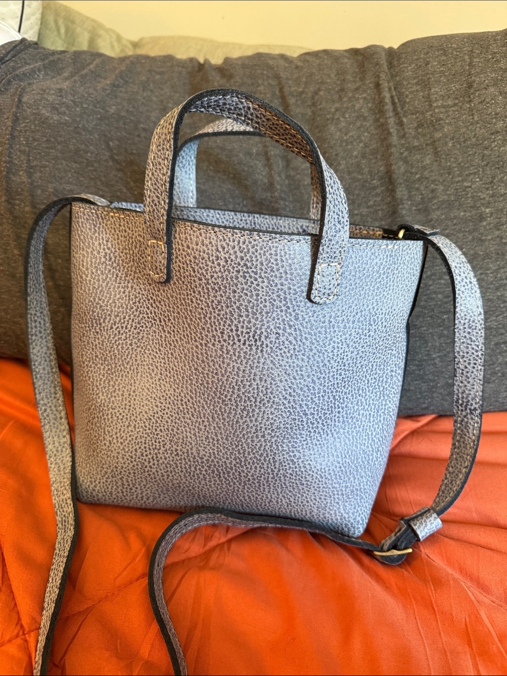 Portland Leather Goods Classic Textured Gray Crossbody Tote (Mini)